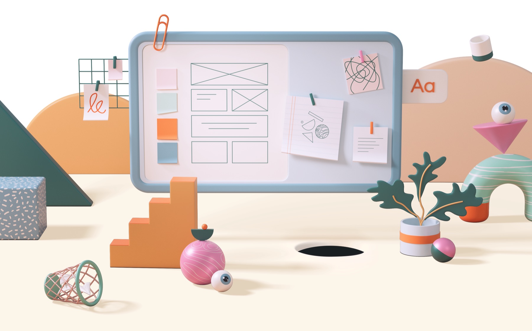 A colourful creative workspace